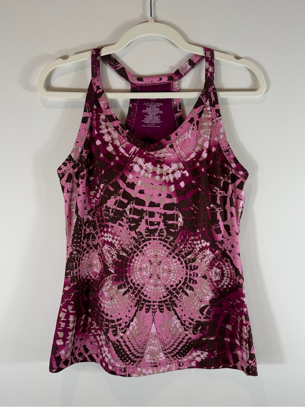 Danskin Pink and Maroon Patterned Racerback Tank Size Medium